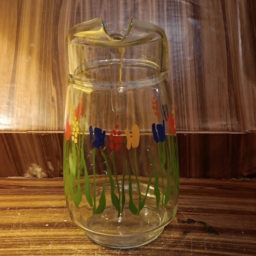 Vintage Arc France MCM tulip glass pitcher